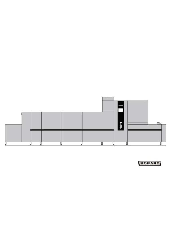 Hobart Tırnaklı Bulaşık Makinesi FTNI 2-S-A-A-DS5 özellikleri 4 Tanklı 5190 Tabak/saat S Ön Yıkama + Yıkama + Yıkama + Durulama + S Kurutma  Ölçüler: 864x98x215 cm Power: 41 KW